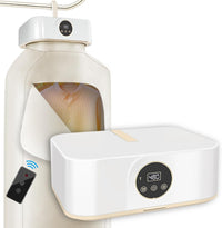 Compact Foldable Portable Clothes Dryer with digital display and remote control on a white background