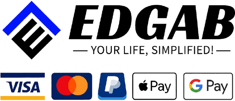 EDGAB logo with various payment logos below it on a white background