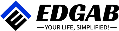 Logo of EDGAB with a blue and black design
