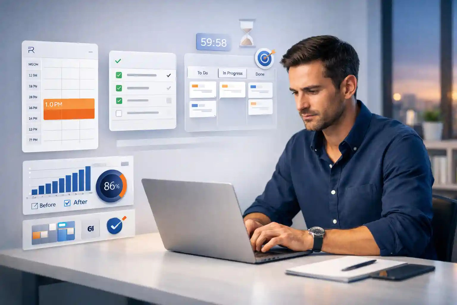 Course cover for The Side Hustler’s Time Block, a 1-hour-a-day side hustle system for busy beginners with time blocking, weekly planning, and a 14-day launch sprint